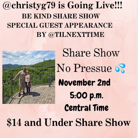 Christyg79 will host @tilnexttime . 
On sunday Nov2 6pm EST - Picture 1 of 10